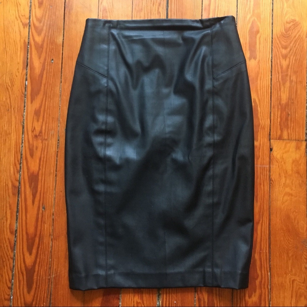 Express Faux Leather High Waisted Zip Pencil Skirt